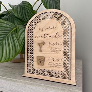 Rattan Signature Drink Sign | Boho Wedding | Signature Drinks Sign | Cane Bar Sign | Wedding Sign | Wedding Bar Menu | Signature Drinks