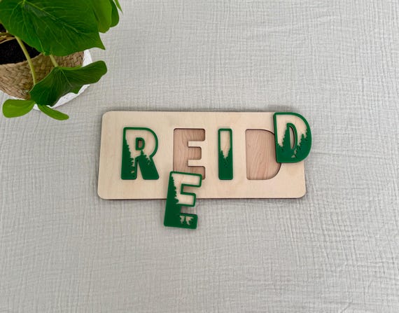 Personalized Wooden Name Puzzle | Forest Nursery | Custom Baby Gift | Adventure Nursery | Name Sign | Woodland | Gifts for Kids