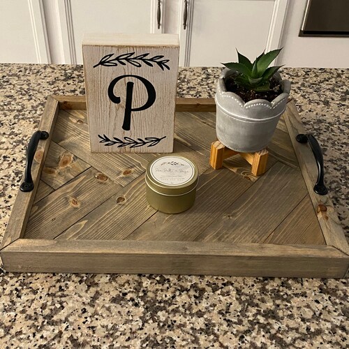 Black Ottoman Coffee Table Tray With Handles Lacquer Serving Etsy