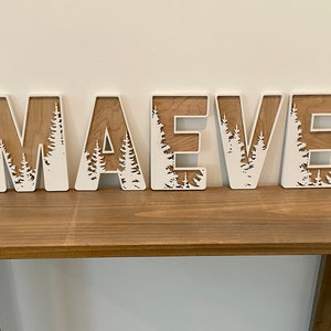 Letras de bosque / Decoración de guardería / Letras personalizadas / Decoración del hogar / Letrero de pared / Alfabeto de madera / Letras en capas