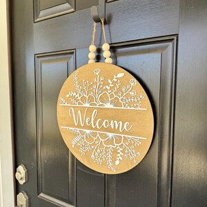 Wood Welcome Sign | Entry Way Decor | Floral Welcome Sign | Front Door ...