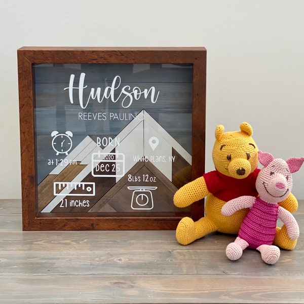 Birth Stat Frame | Newborn Birth Stat | Mountain Birth Stat Frame | Newborn Gift | Newborn Keepsake | Personalized Baby Gift | Nursery Decor