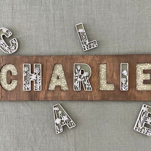 Personalized Wooden Name Puzzle | Girl Nursery | Custom Baby Gift | Floral Nursery | Name Sign | Baby Decor | Gifts for Kids