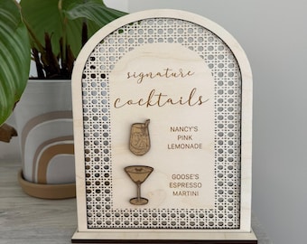 Rattan Signature Drink Sign | Boho Wedding | Signature Drinks Sign | Cane Bar Sign | Wedding Sign | Wedding Bar Menu | Signature Drinks