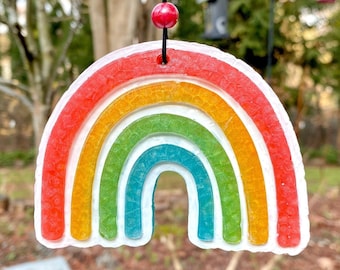 Rainbow Aroma Bead Car Freshie || Boho Rainbow Car Freshener Ornament || Little Lumen