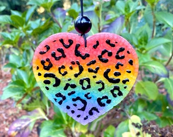 Custom Heart Leopard Print Car Freshener Aroma Bead Car Freshie Ornament || Animal Print Leopard Freshie || Cute Car Fragrance Ornament