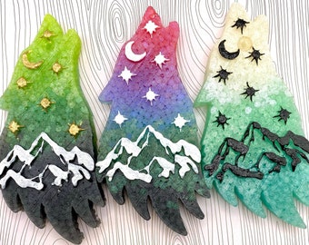 Moon & Stars Howling Wolf Aroma Bead Car Freshie || Wolf Moon Mountain Car Air Freshener Ornament || Aromies || Wolf Freshie || Little Lumen