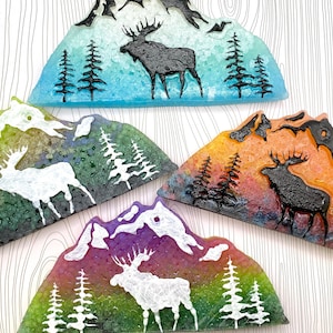 Mountain Moose Aroma Bead Car Freshie || Nature Scene Car Air Freshener Ornament || Aromies || Sunset Sky Freshie || Little Lumen