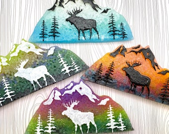 Mountain Moose Aroma Bead Car Freshie || Nature Scene Car Air Freshener Ornament || Aromies || Sunset Sky Freshie || Little Lumen