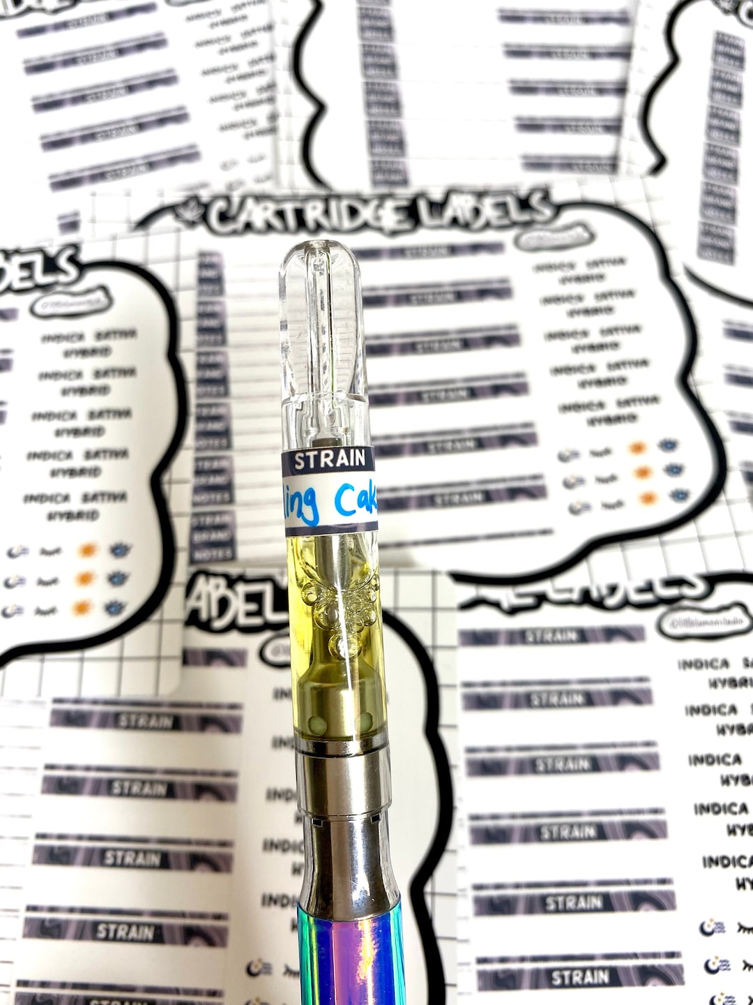 Dab Cartridge Strain Labels - Smokey Grey|| 420 Oil Pen Labels for ...