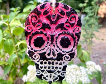 Custom Calavera Car Freshener Sugar Skull Aroma Bead Car Freshie || Car Air Freshener Ornament || Aromies Freshies || Car Fragrance Ornament