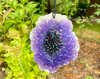 Custom Amethyst Crystal Geode Agate Aroma Bead Car Freshie || Amethyst Car Freshener Ornament || Aromies Freshies || Car Fragrance Ornament