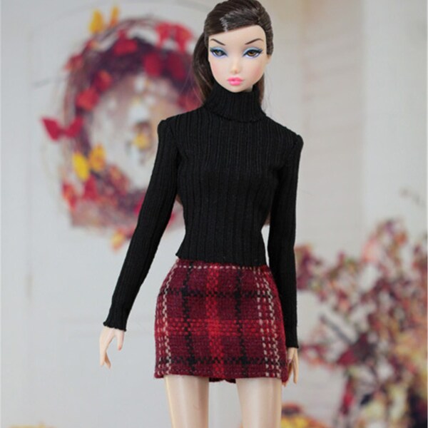 Custom Size Doll Dress Miniature Doll Clothes Turtleneck Skirt for Blythe OB24 Azone Mico Poppy Parker Momoko FR2 NF2 Doll Outfit
