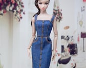 CUSTOM SIZE Doll Dress Doll Clothes Doll Long Denim Skirt for Blythe OB22 OB24 Azone Mico Poppy Parker Momoko Barbie Fashion Royalty FR2