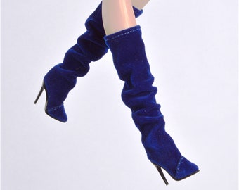 NUEVO Diseño Botas de muñeca arrugadas Zapatos de muñeca Botas de muñeca Tacones altos para Fashion Royalty2 FR2 Fashion Royalty6.0 Nu. Conjunto de botas para muñeca Face3.0