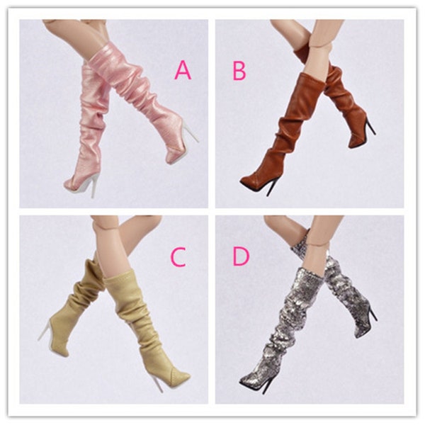 NEW Designed Crumpled Doll Boots Doll Shoes Doll Boots High Heels for Fashion Royalty2 FR2 Fashion Royalty6.0 Nu. Face3.0 Doll Boots  Outfit