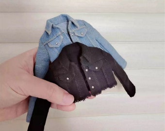 New Design Miniature Doll Dress Denim Coat Denim Jacket for Fashion Royalty Poppy Parker FR2 Nuface Momoko 100% Handmade Doll Clothes Outfit