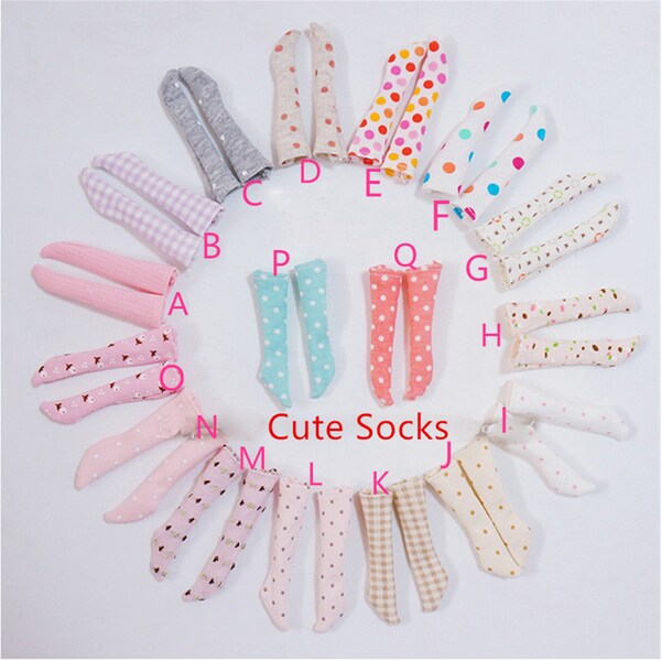 23 Colors Doll Socks Floral Pattern Doll Knee Socks with Polka Dot for Blythe Azone Obitsu Doll OB24 Licca Pullip Socks Custom Outfit