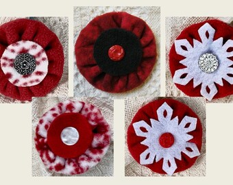 Fleece Hat Pins, Red