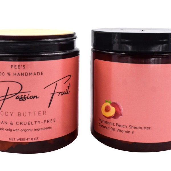 Peach Passion Fruit Body Butter, Peach Moisturizer, Natural Passion Fruit Skin Care