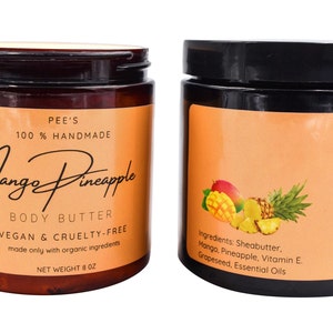 Mango Pineapple Body Butter, Scented Skin Care, immensely moisturizing.