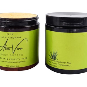 Aloe Vera Body Butter 100% Pure - 8oz, Natural Moisturizer, Soothing Skin Care