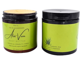 Manteca corporal de aloe vera 100% pura - 237 ml, hidratante natural, cuidado calmante de la piel