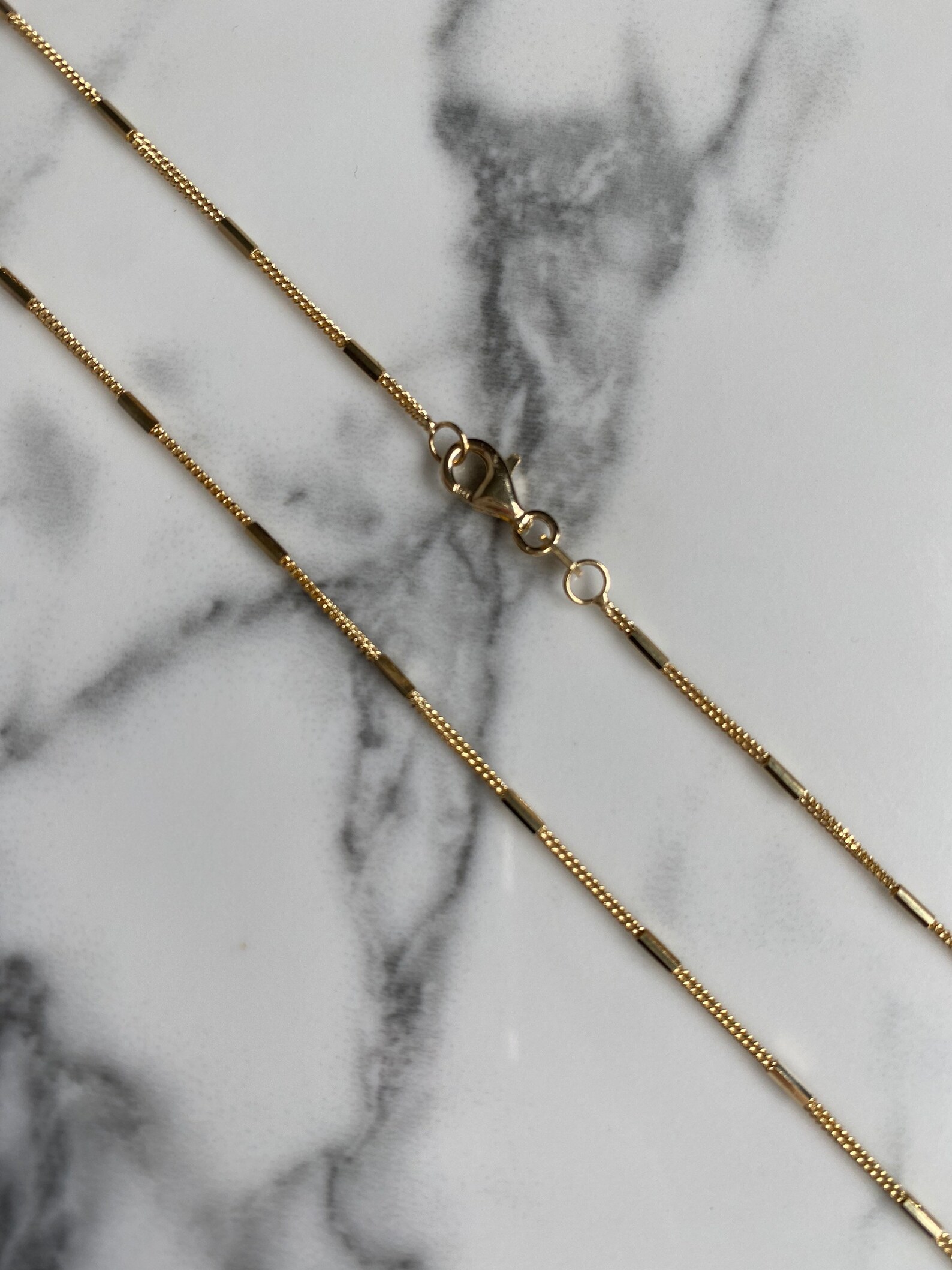 14K Yellow Gold Bar Station Chain Etsy UK