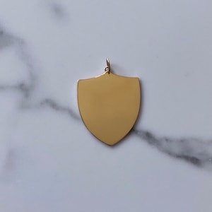 14K Yellow Gold Shield Pendant