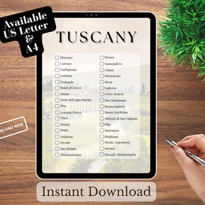 Toskana Bucket List: Italien Reiseplaner (4 Digitale Downloads, US Letter/A4)