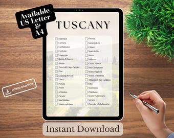 Toskana Bucket List der Must-See Seiten - Italien Reise Wunschliste - Printable Wanderlust To Do Liste - 4 Digital Download Files - US Letter / A4