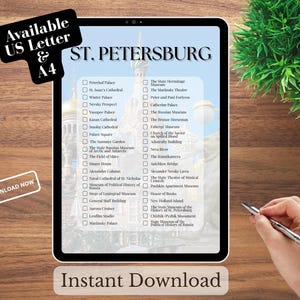 St. Petersburg Bucket List of Must-See Sehenswuerdigkeiten Russland Reise Wunschliste Printable To Do Liste 5 Digital Download Files PNG PDF US Letter/ A4