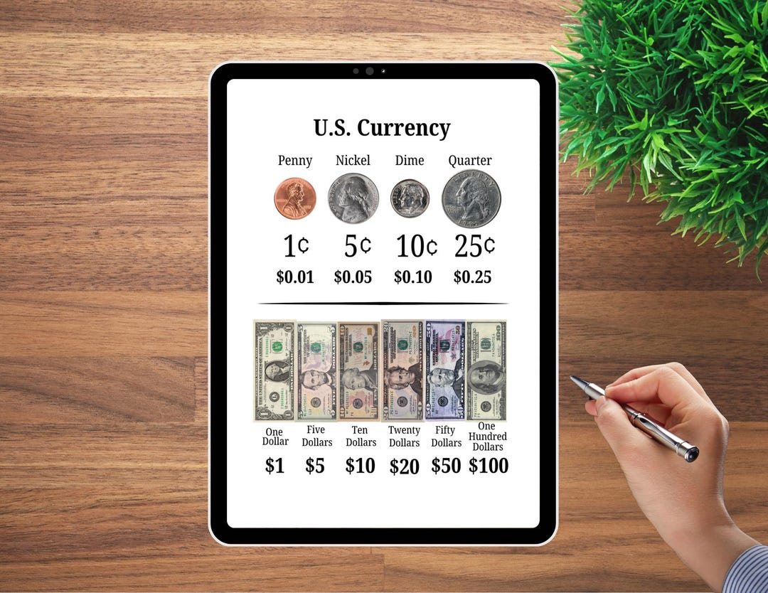 U.S. Currency Learning Sheet: Kids Homeschool Printable (PDF) - Etsy