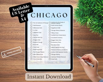 Chicago Bucket List: Must-See Orte - druckbare Reise To-Do Liste (Digitaler Download)
