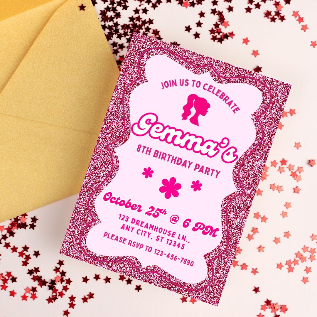 Editable Birthday Invitation - Barbie Birthday Party Invite - Editable ...