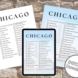 Lista de lugares imperdíveis de Chicago - Lista de viagens para os EUA - Lista de viagens para impressão - 4 arquivos digitais para download - Carta/A4 EUA