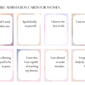 Affirmationskarten für Frauen | 40 Karten zum Digitalen Download Wohlfühlen Geschenk für Sie | Positivity Karten für Frauen | Empowerment von Frauen