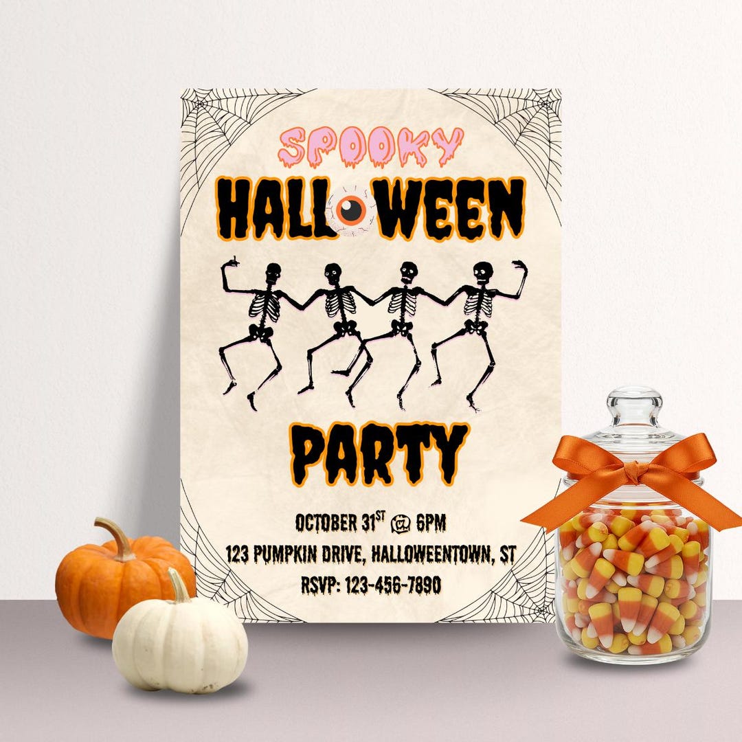 Editable Party Invitation - Spooky Halloween Party Invite - Editable ...