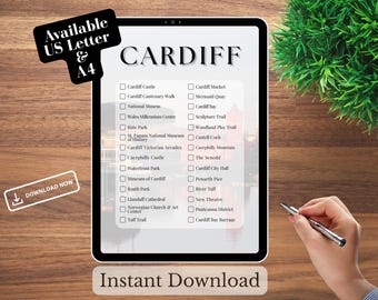 Cardiff Bucket List of Must-See Sehenswuerdigkeiten - Wales - UK Reisewunschliste - Printable Fernweh To Do Liste - 4 Digital Download Files US Letter/A4