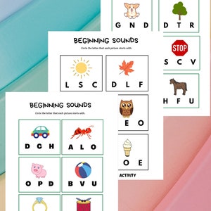 Conjuntos de hojas de trabajo educativas de sonidos de letras para niños - Hojas de trabajo de práctica educativa ABC de 3 a 5 años - Descarga en PDF imprimible de 6 páginas