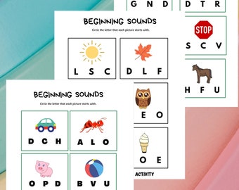 Buchstaben Klänge Lernarbeitsblatt-Sets für Kinder - Lern-ABC-Übungsarbeitsblätter im Alter von 3-5 - 6-seitiger druckbarer PDF-Download