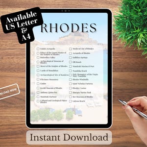Rhodos Griechenland Travel Bucket List: Druckbare Checkliste für die griechische Insel (4 digitale Downloads)
