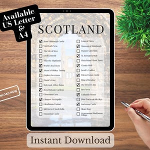 Scotland Bucket List of Must-See Sites - UK Travel Wishlist - Printable Wanderlust To Do List - 4 Digital Downloads Included - US Letter/A4
