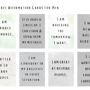 Printable Affirmation Cards for Men | 40 Cards for Digital Download Feel Good Gift | Positivity Cards for Men | Self-Esteem Gift