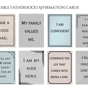 Printable Fatherhood Affirmation Cards | 32 Cards for Digital Download Gift for Dad | Positivity Cards for Men | Parenting Cards