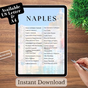 Lista de deseos para visitar Nápoles, Italia: Lista de cosas por hacer (4 descargas digitales, tamaño carta/A4)