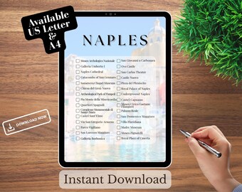 Naples Italy Bucket List: Travel To-Do List (4 Digital Downloads, US Letter/A4)