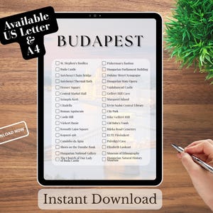 Budapest Bucket List: Hungary Travel Checklist (4 Digital Files, PDF & PNG)