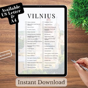 Vilnius Bucket List: Litauen Reise-Checkliste (5 Digitale Downloads, US Letter/A4)