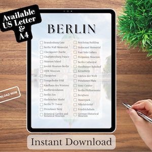 Bucketlist für Berlin - Deutschlandreise Checkliste (5 Digitale Downloads, US Letter/A4)